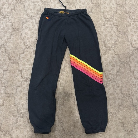 Aviator Nation 5 STRIPE SWEATPANTS - gray// NEON RAINBOW medium - Picture 1 of 3